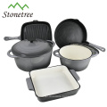 Cast Iron Enamel Cast Iron Cookware Set 5Piece